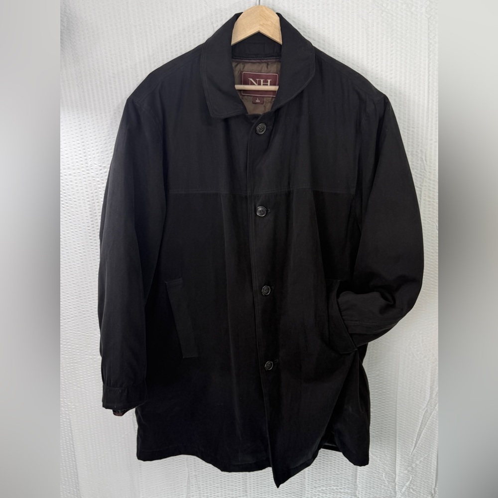 Newport Harbor Men’s L Chore coat Jacket Black Barn Canvas Ranch Zip Out Liner